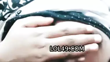 Desi girl in glasses plays with her soft boobs