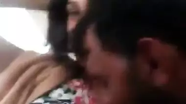 Rural desi lady kissed and boobs sucked in car