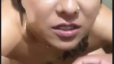 Indian pornstar Tina Nandi fucks and drinks cum