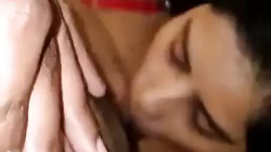 Sexy, big boob GF gives an Indian blowjob in bed